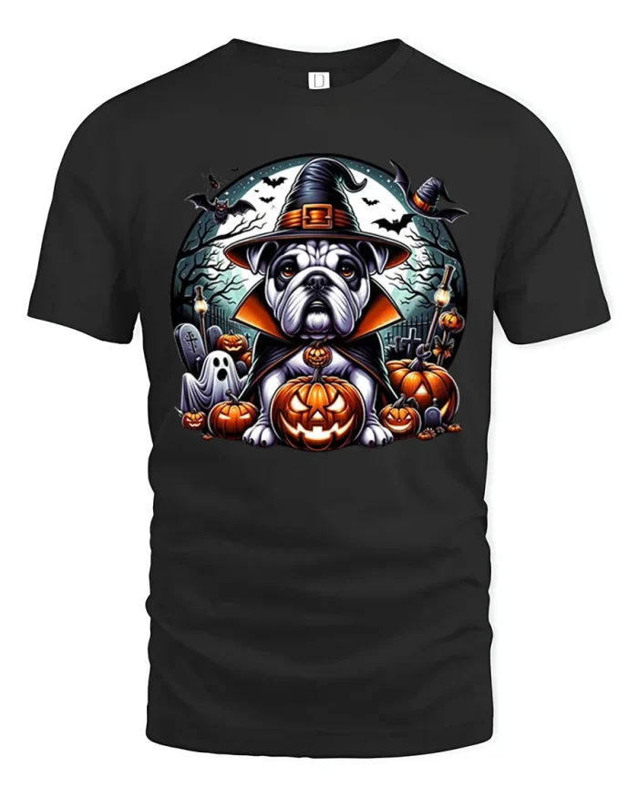 Spooky Funny Witch Broomstick Crow Halloween T-Shirt - black t-shirt on white background
