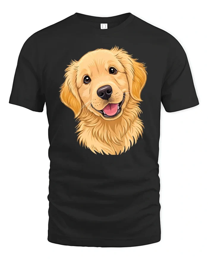 Cute Golden Retriever Dog Lover Graphic T-Shirt - black t-shirt on white background
