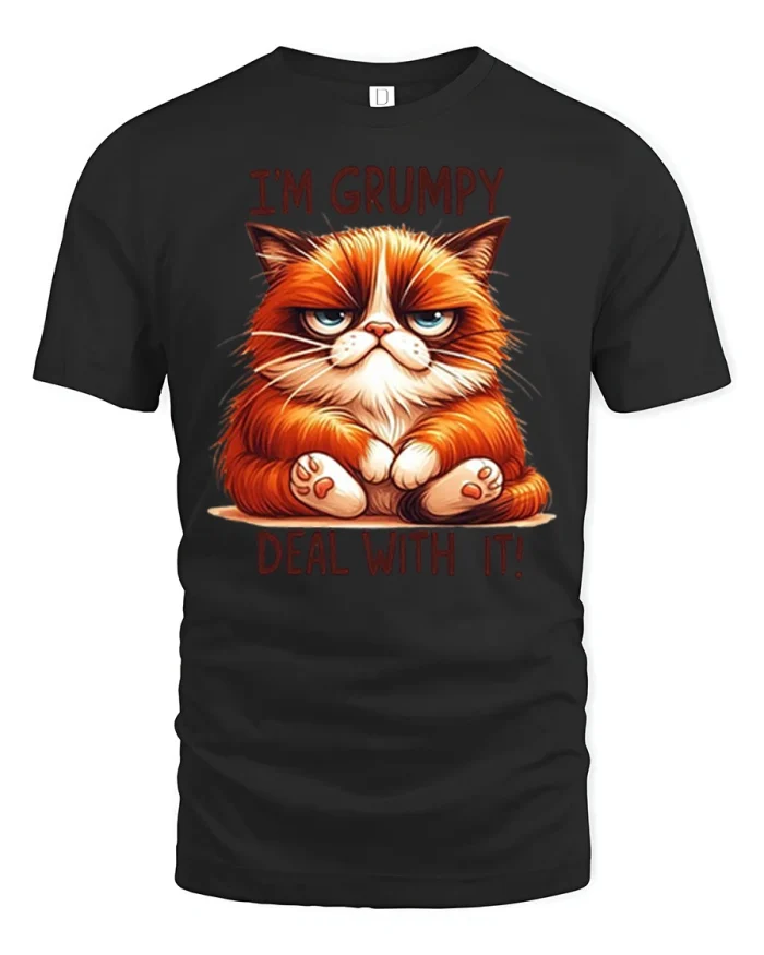 Im Grumpy Deal With It Funny Cat Graphic T-Shirt - black t-shirt on white background