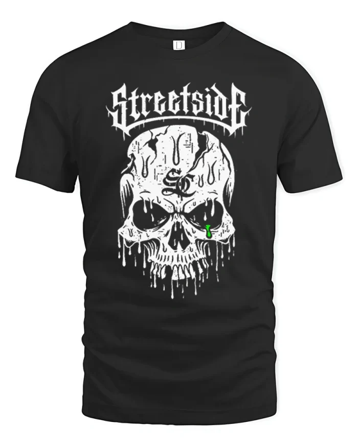 Melting Skull Streetside Urban Graphic Soft Cotton T Shirt - black t-shirt on white background