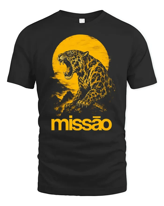 Roaring Jaguar Missao Wild Big Cat Graphic Cotton T Shirt - black t-shirt on white background