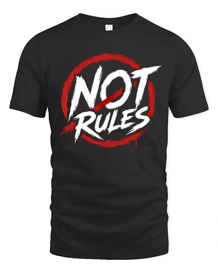 Not Rules Punk Rock Distressed Graphic Soft Cotton T Shirt - black t-shirt on white background