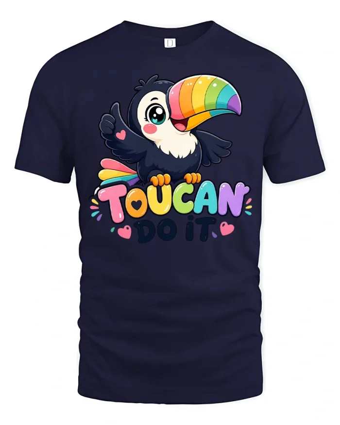Toucan Do It Cute Motivational Bird Pun T-Shirt - navy t-shirt on white background