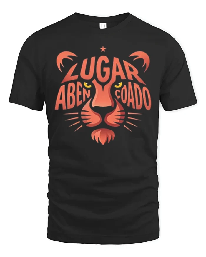 Lugar Abencoado Lion Typography Graphic T-Shirt - black t-shirt on white background