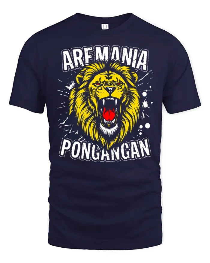 Roaring Lion Aremania Pongangan Graphic Cotton T Shirt - navy t-shirt on white background