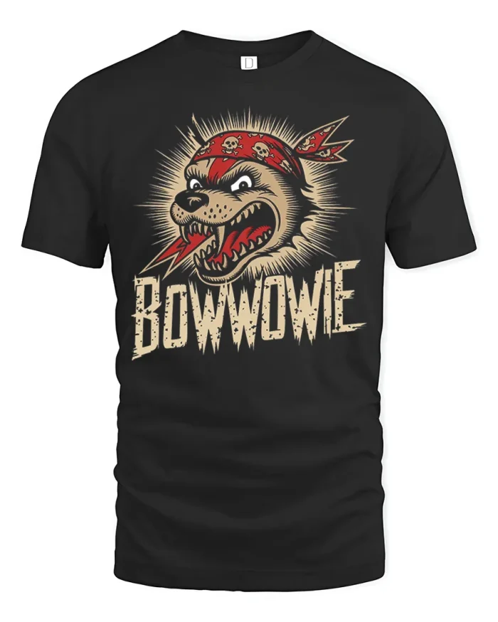 Bowwowie Rebel Biker Dog Bandana Graphic Cotton T Shirt - black t-shirt on white background