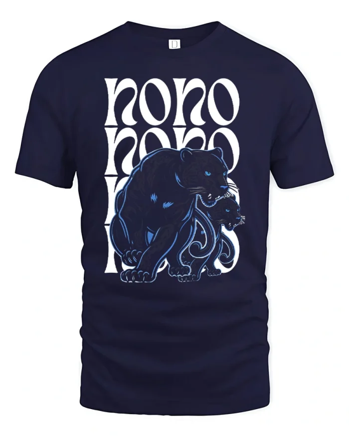 Black Panther Big Cat Typography Graphic Cotton T Shirt - navy t-shirt on white background