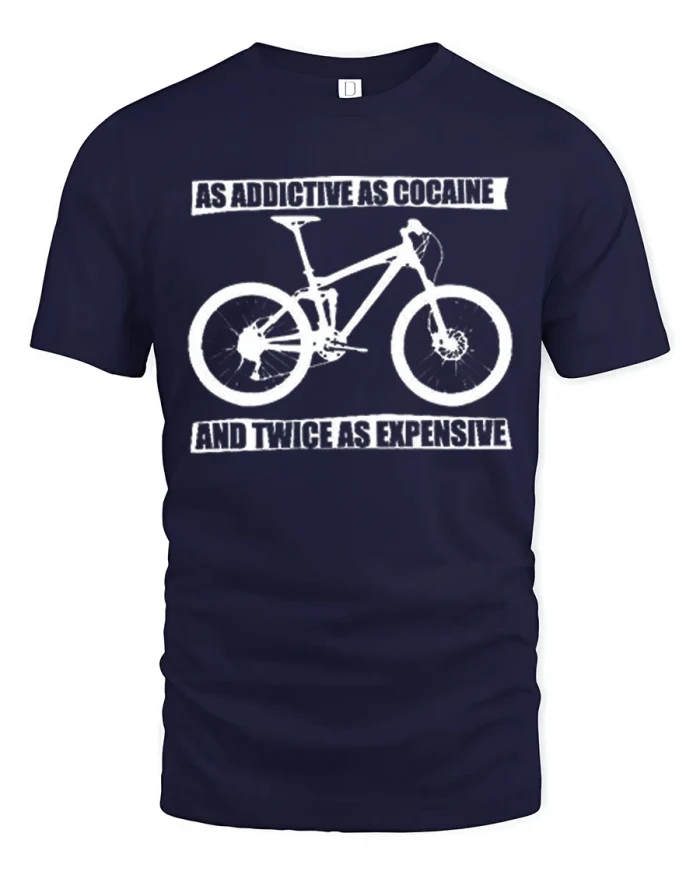 Addictive Mountain Bike Graphic Soft Cotton T Shirt - navy t-shirt on white background