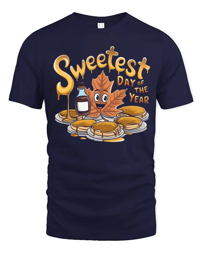 Sweetest Day Of The Year Maple Syrup Cotton T Shirt - navy t-shirt on white background