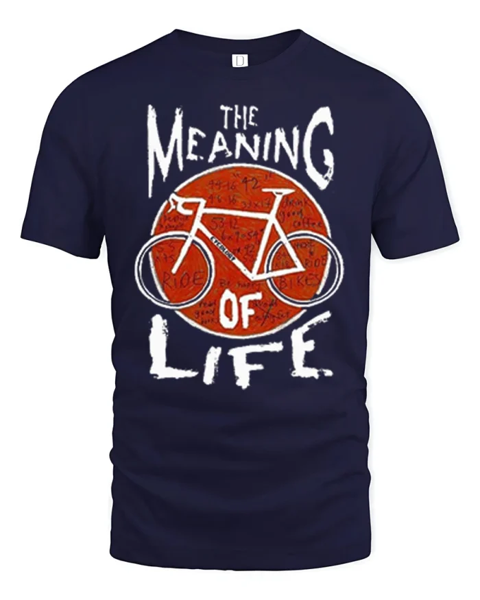 The Meaning Of Life Bicycle Cyclist Graphic Cotton T Shirt - navy t-shirt on white background
