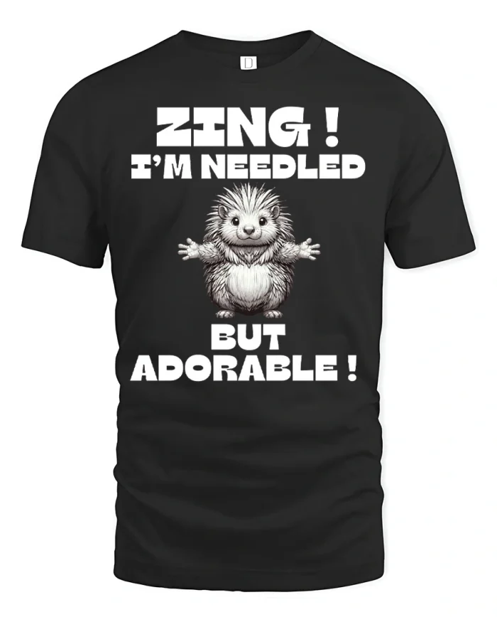 Zing Im Needled But Adorable Hedgehog Graphic Cotton T Shirt - black t-shirt on white background