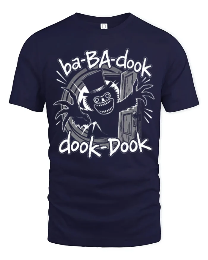 Babadook Horror Monster Closet Soft Cotton Graphic T Shirt - navy t-shirt on white background