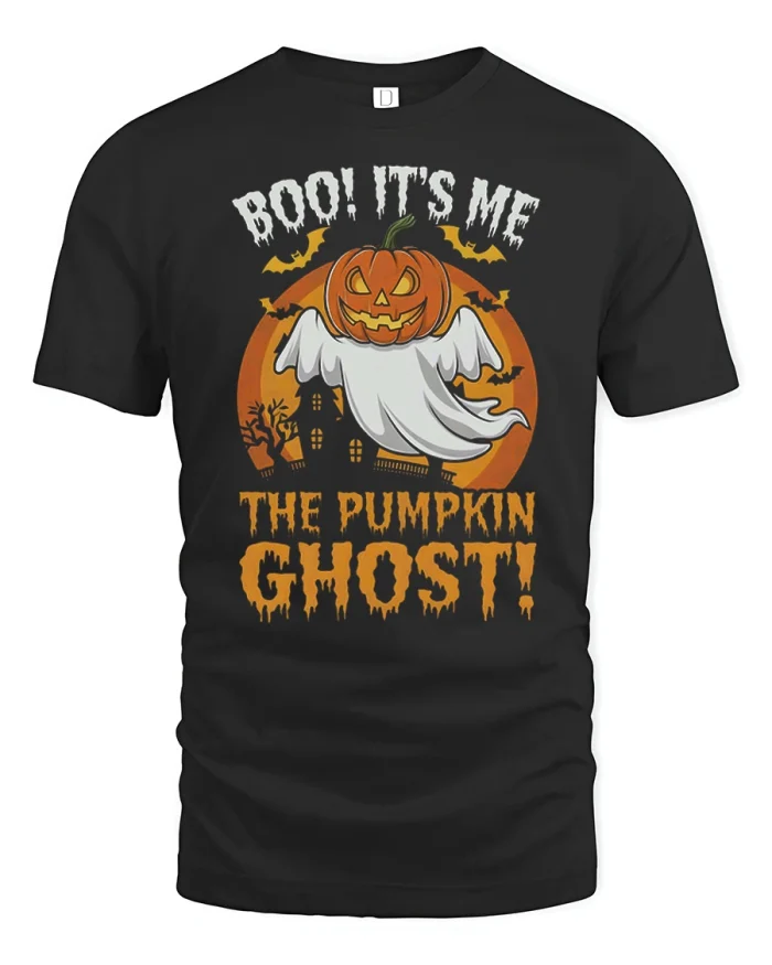 Boo Its Me The Pumpkin Ghost Soft Cotton T Shirt - black t-shirt on white background