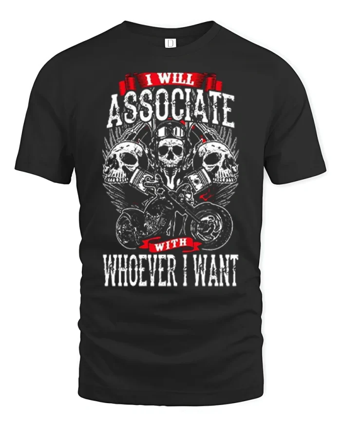 Biker Skull Motorcycle Freedom Art Soft Cotton T Shirt - black t-shirt on white background