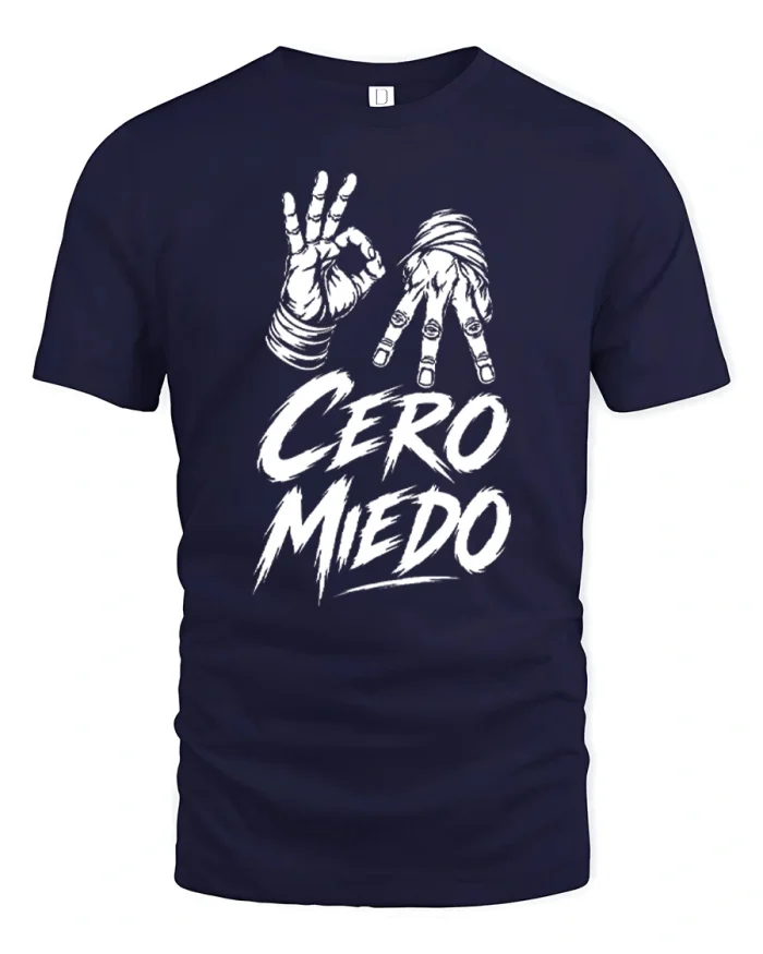 Cero Miedo Hand Sign Wrestling Graphic T-Shirt - navy t-shirt on white background